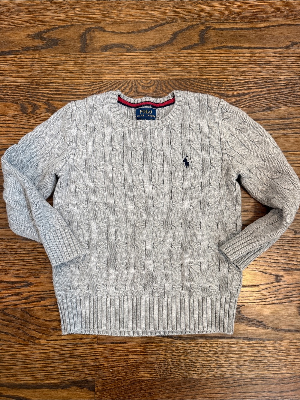 Polo by Ralph Lauren Kid's Cotton Cable Knit Crewneck Sweater - Light Gray